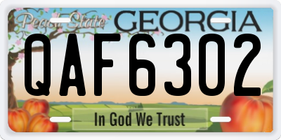 GA license plate QAF6302
