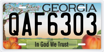 GA license plate QAF6303