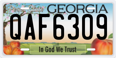GA license plate QAF6309