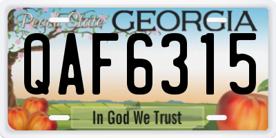 GA license plate QAF6315
