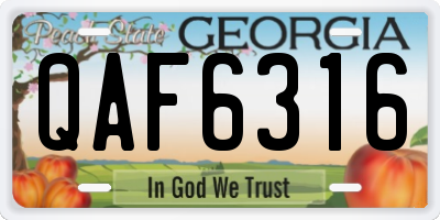 GA license plate QAF6316