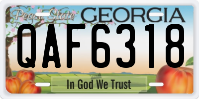 GA license plate QAF6318