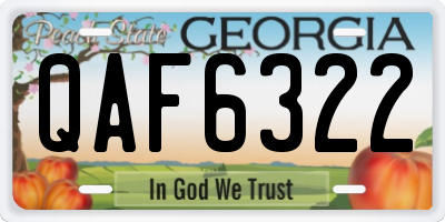 GA license plate QAF6322