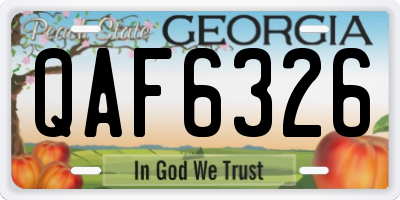 GA license plate QAF6326