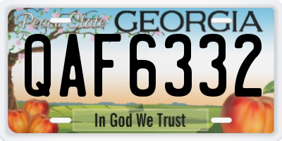 GA license plate QAF6332