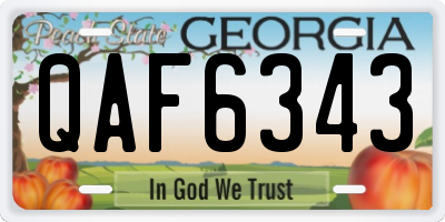 GA license plate QAF6343