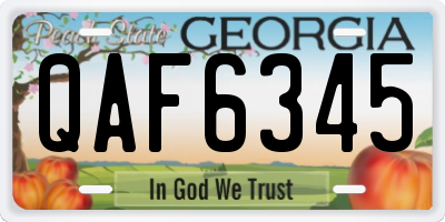 GA license plate QAF6345