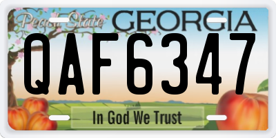 GA license plate QAF6347