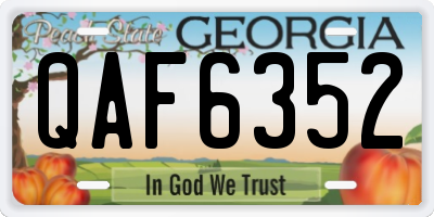 GA license plate QAF6352