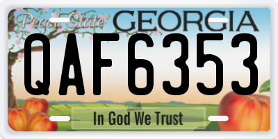GA license plate QAF6353