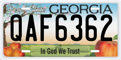 GA license plate QAF6362