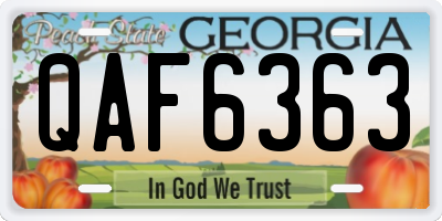 GA license plate QAF6363