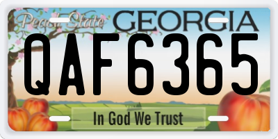 GA license plate QAF6365