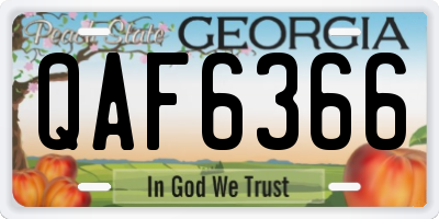 GA license plate QAF6366
