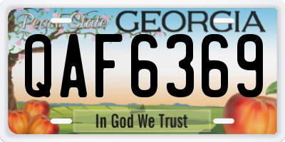 GA license plate QAF6369
