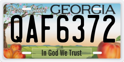 GA license plate QAF6372