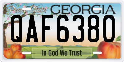 GA license plate QAF6380