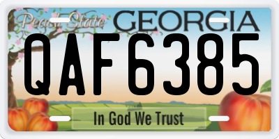 GA license plate QAF6385