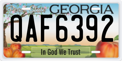 GA license plate QAF6392