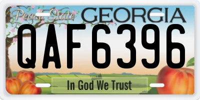 GA license plate QAF6396