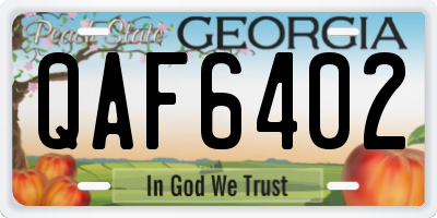 GA license plate QAF6402