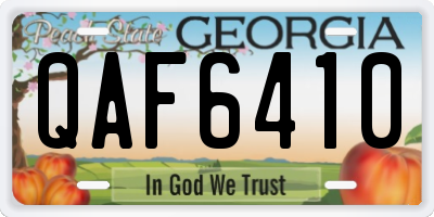 GA license plate QAF6410