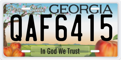 GA license plate QAF6415