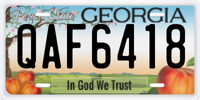 GA license plate QAF6418