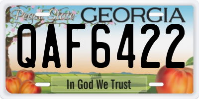 GA license plate QAF6422
