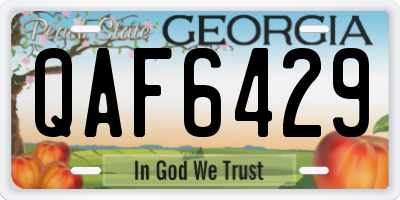 GA license plate QAF6429