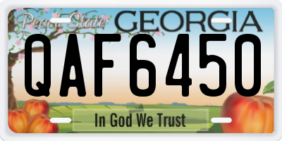 GA license plate QAF6450