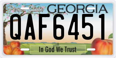 GA license plate QAF6451
