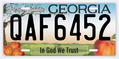 GA license plate QAF6452