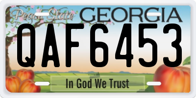 GA license plate QAF6453