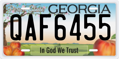GA license plate QAF6455