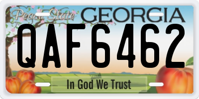GA license plate QAF6462