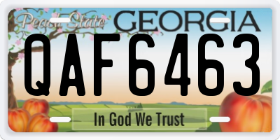 GA license plate QAF6463
