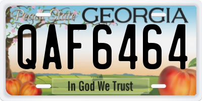 GA license plate QAF6464