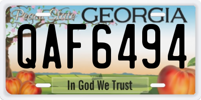 GA license plate QAF6494