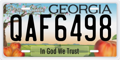 GA license plate QAF6498