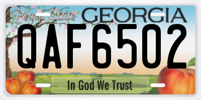 GA license plate QAF6502