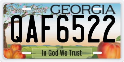 GA license plate QAF6522