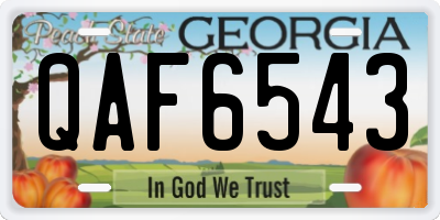 GA license plate QAF6543