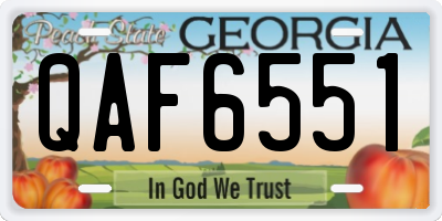 GA license plate QAF6551
