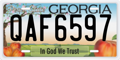 GA license plate QAF6597