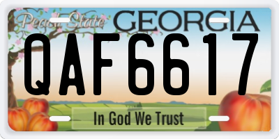 GA license plate QAF6617