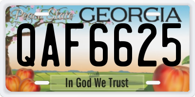 GA license plate QAF6625