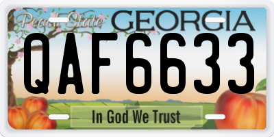 GA license plate QAF6633