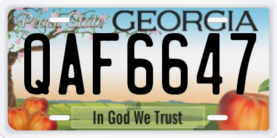 GA license plate QAF6647