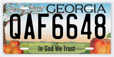 GA license plate QAF6648